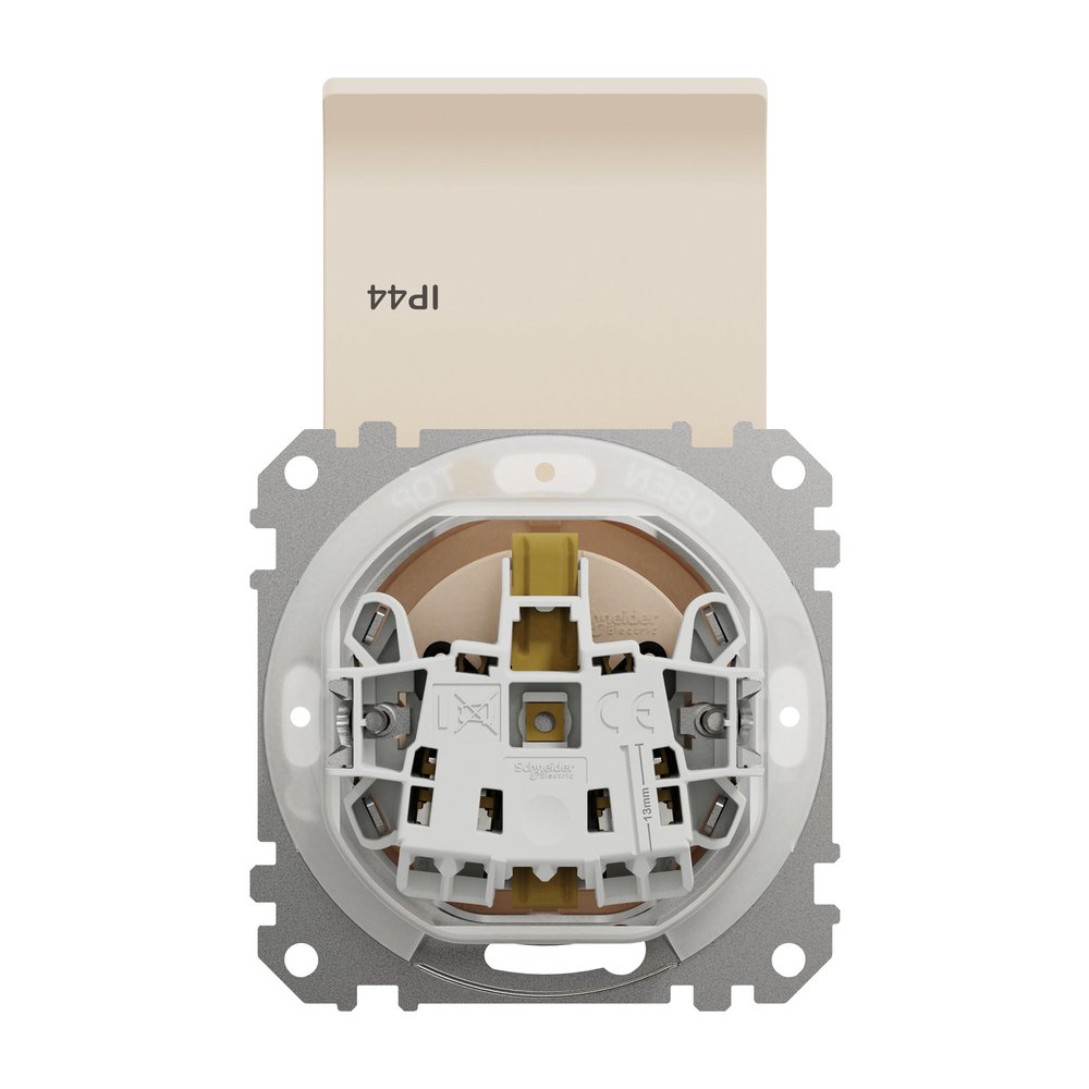 Розетка Schneider Sedna Design бежева 1-на з заземленням з шторками з кришкою IP44 ( SDD212024 )